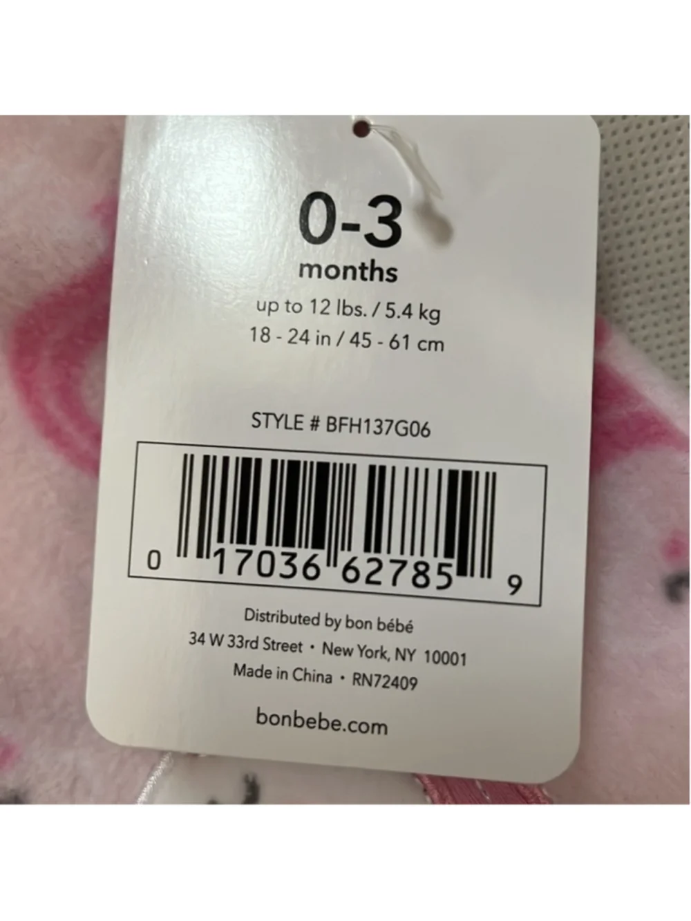 NWT Baby Unicorn Zip Up Fleece Coverall size 0-3 months Pink body suit Bon Bebe